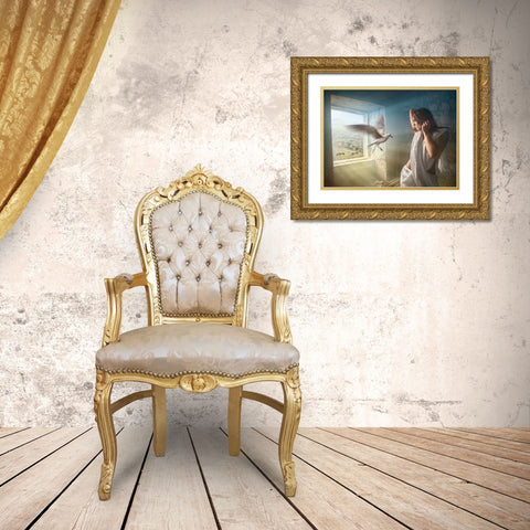 Old Times Gold Ornate Wood Framed Art Print with Double Matting by Heine, Ben