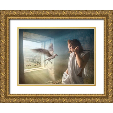 Old Times Gold Ornate Wood Framed Art Print with Double Matting by Heine, Ben