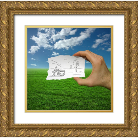 Pencil Vs Camera - 9 Gold Ornate Wood Framed Art Print with Double Matting by Heine, Ben