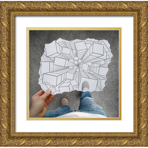 Pencil Vs Camera 32 Gold Ornate Wood Framed Art Print with Double Matting by Heine, Ben
