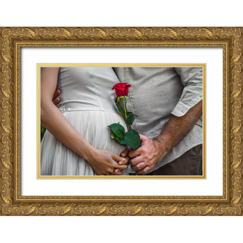 Red Love Gold Ornate Wood Framed Art Print with Double Matting by Heine, Ben