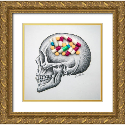 Skull Medicines Gold Ornate Wood Framed Art Print with Double Matting by Heine, Ben