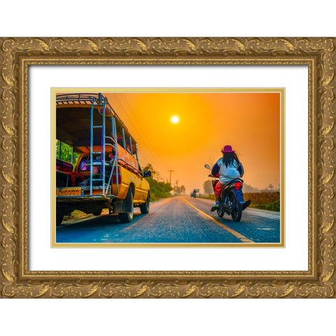 Thailand Street Gold Ornate Wood Framed Art Print with Double Matting by Heine, Ben