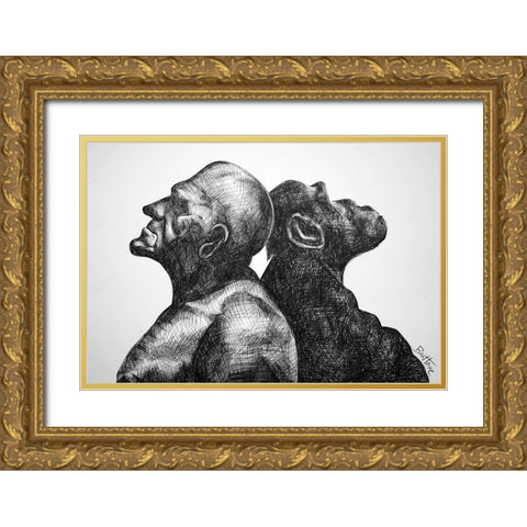 Thinkers Gold Ornate Wood Framed Art Print with Double Matting by Heine, Ben