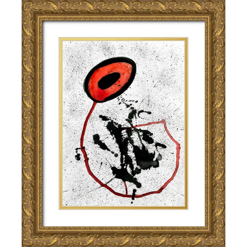 Abstract A Flower for You Gold Ornate Wood Framed Art Print with Double Matting by Heine, Ben