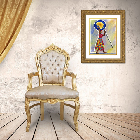 Africa Africa Gold Ornate Wood Framed Art Print with Double Matting by Heine, Ben