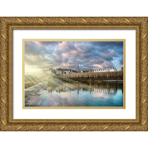 City under Sun Gold Ornate Wood Framed Art Print with Double Matting by Heine, Ben