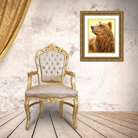 Cute Bear Gold Ornate Wood Framed Art Print with Double Matting by Heine, Ben