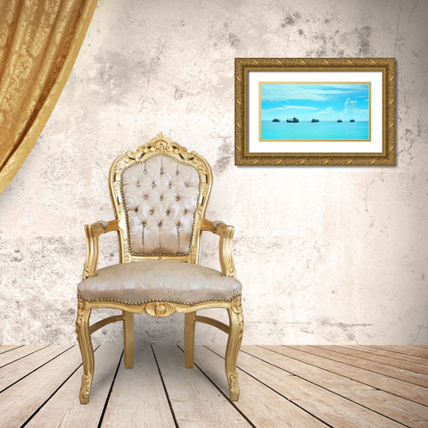 Cyan waterscape Thailand - 418 Gold Ornate Wood Framed Art Print with Double Matting by Heine, Ben