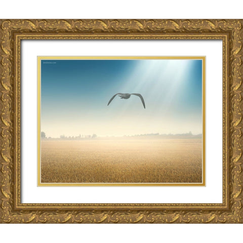 Freedom Start Here Gold Ornate Wood Framed Art Print with Double Matting by Heine, Ben