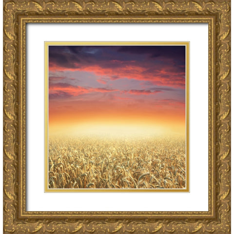 Glowing Gold Ornate Wood Framed Art Print with Double Matting by Heine, Ben