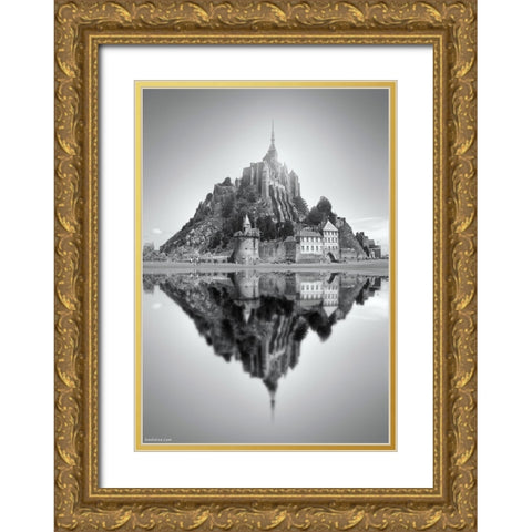 Mont Saint Michel - 2 Gold Ornate Wood Framed Art Print with Double Matting by Heine, Ben