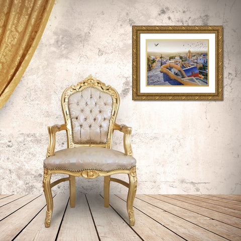 Santorini 1 Gold Ornate Wood Framed Art Print with Double Matting by Heine, Ben