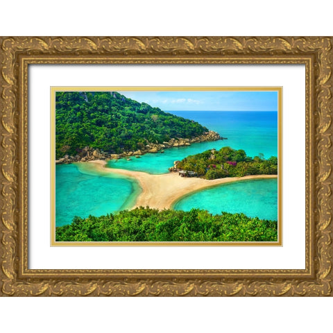 Thailand - Koh Nang Yuan - 422 Gold Ornate Wood Framed Art Print with Double Matting by Heine, Ben