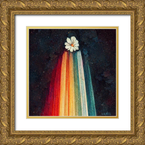 Astro Cruise 4 - Sending You a Flower From Space Gold Ornate Wood Framed Art Print with Double Matting by Heine, Ben
