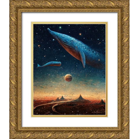 Astro Cruise 9 - 2 Worlds Gold Ornate Wood Framed Art Print with Double Matting by Heine, Ben