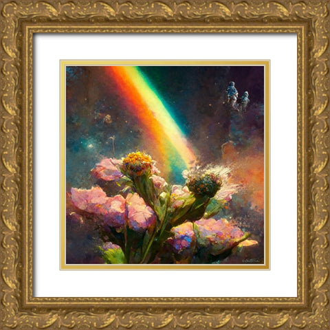 Astro Cruise 10 - Wishing you all the best - Happy Love Gold Ornate Wood Framed Art Print with Double Matting by Heine, Ben