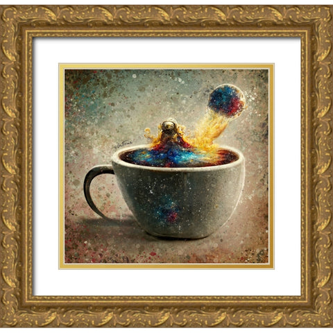 Astro Cruise 19 - A Cup of Coffee Gold Ornate Wood Framed Art Print with Double Matting by Heine, Ben