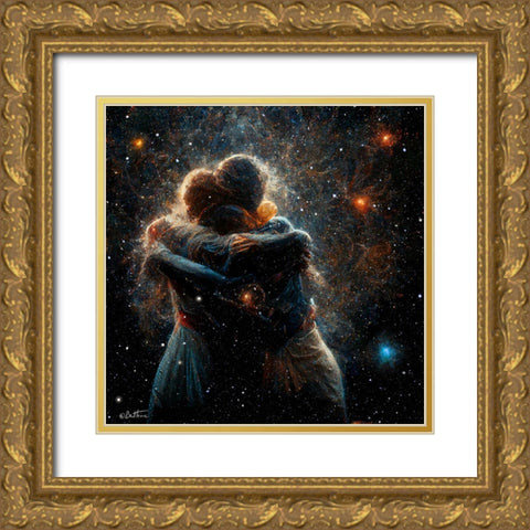 Astro Cruise 21 - The Two of Us in the Universe Gold Ornate Wood Framed Art Print with Double Matting by Heine, Ben