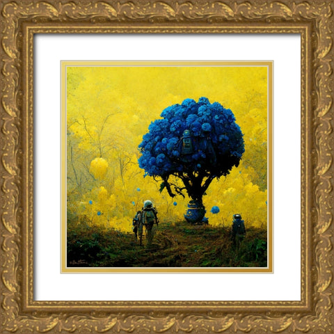 Astro Cruise 35 - The Blue Tree Gold Ornate Wood Framed Art Print with Double Matting by Heine, Ben