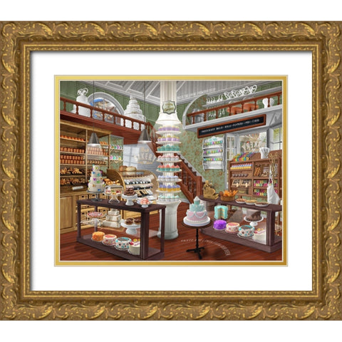 Best Bakery Gold Ornate Wood Framed Art Print with Double Matting by Bigelow Illustrations- Exclusive