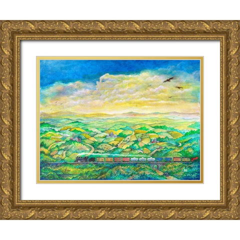 Cross Country Gold Ornate Wood Framed Art Print with Double Matting by Bell, Bill