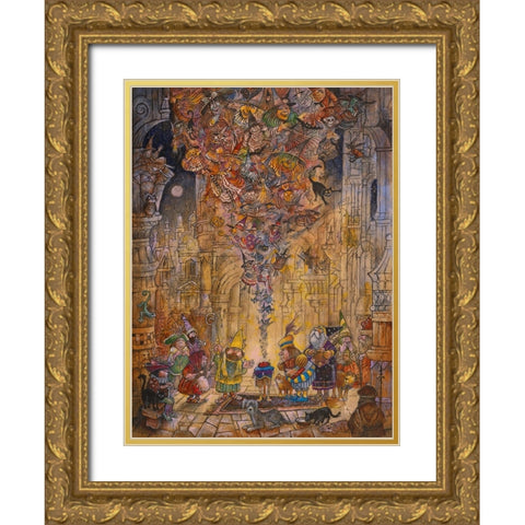How Many Witches Gold Ornate Wood Framed Art Print with Double Matting by Bell, Bill