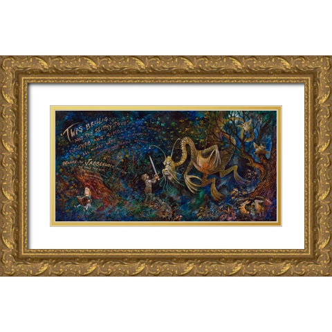 Jabberwocky Gold Ornate Wood Framed Art Print with Double Matting by Bell, Bill
