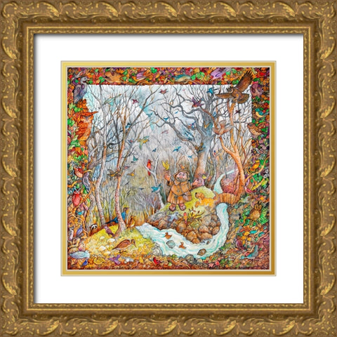 Francis and Friends Gold Ornate Wood Framed Art Print with Double Matting by Bell, Bill