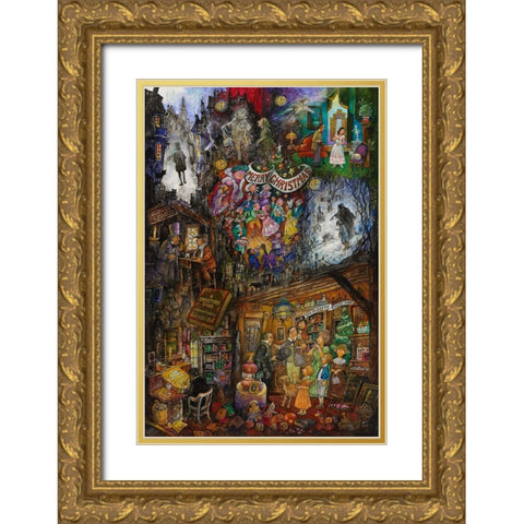 A Christmas Carol Gold Ornate Wood Framed Art Print with Double Matting by Bell, Bill