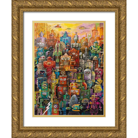 Robo Dootles Gold Ornate Wood Framed Art Print with Double Matting by Bell, Bill