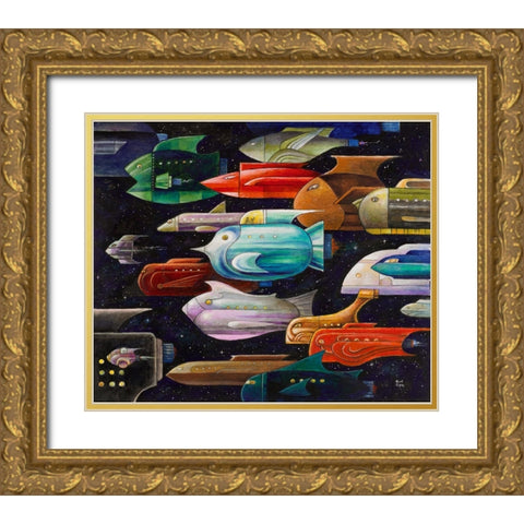 Rocket Fish Gold Ornate Wood Framed Art Print with Double Matting by Bell, Bill