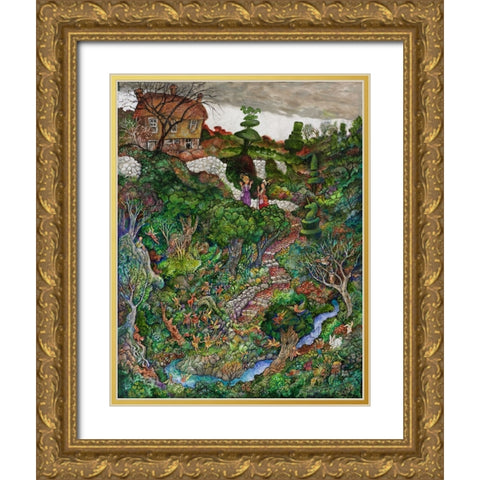 There are fairies at the bottom of my garden! Gold Ornate Wood Framed Art Print with Double Matting by Bell, Bill