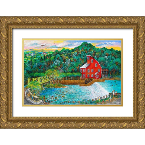Clinton Falls Gold Ornate Wood Framed Art Print with Double Matting by Bell, Bill