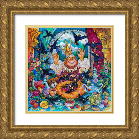 Black Birds Gold Ornate Wood Framed Art Print with Double Matting by Bell, Bill