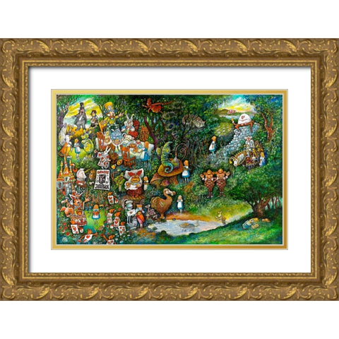 Alice in Wonderland Gold Ornate Wood Framed Art Print with Double Matting by Bell, Bill