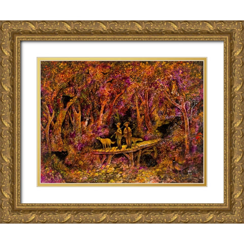 Bear Hunters Gold Ornate Wood Framed Art Print with Double Matting by Bell, Bill