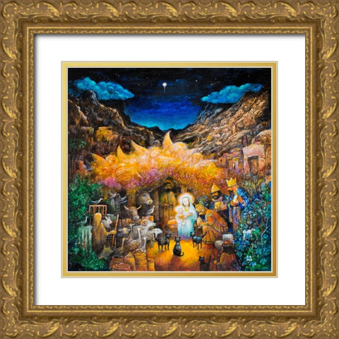 Nativity Gold Ornate Wood Framed Art Print with Double Matting by Bell, Bill