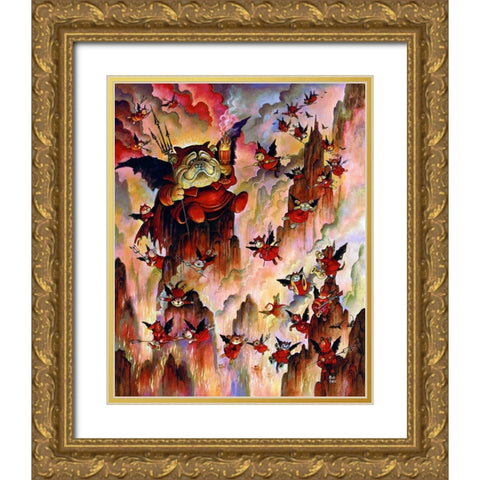 Devil Dogs Gold Ornate Wood Framed Art Print with Double Matting by Bell, Bill