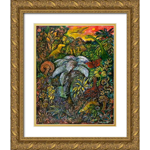 Jurassisity Gold Ornate Wood Framed Art Print with Double Matting by Bell, Bill