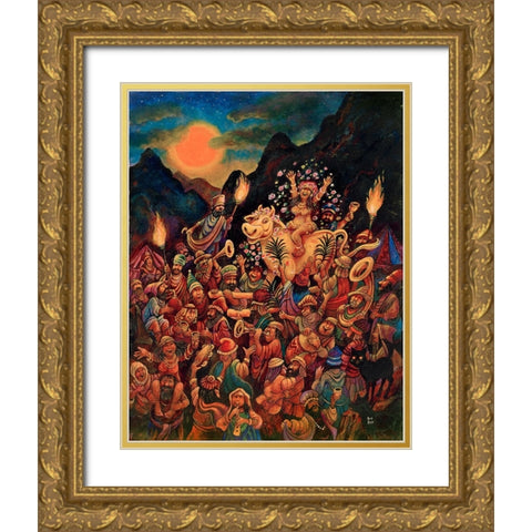 4 Gold Ornate Wood Framed Art Print with Double Matting by Bell, Bill