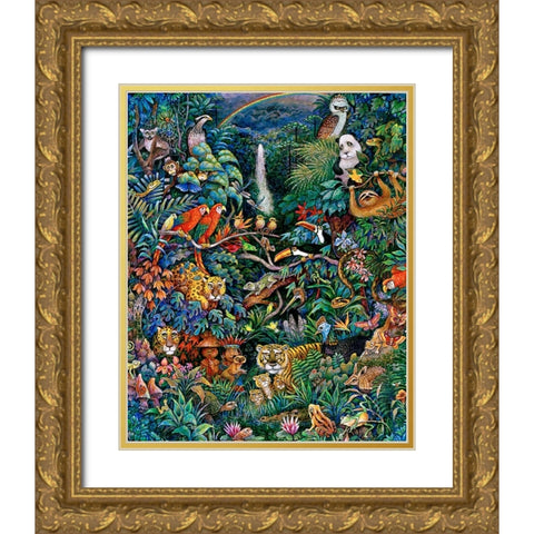 Rainbow Rainforest Gold Ornate Wood Framed Art Print with Double Matting by Bell, Bill