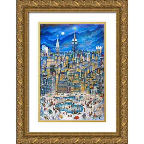 Manhattan Gold Ornate Wood Framed Art Print with Double Matting by Bell, Bill