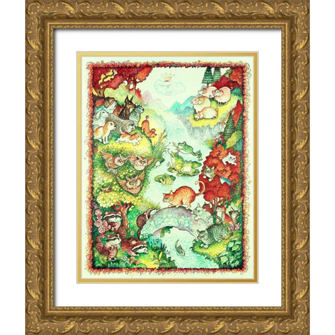 Raccoons and Rats Gold Ornate Wood Framed Art Print with Double Matting by Bell, Bill