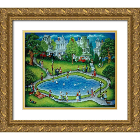 The Park Gold Ornate Wood Framed Art Print with Double Matting by Bell, Bill
