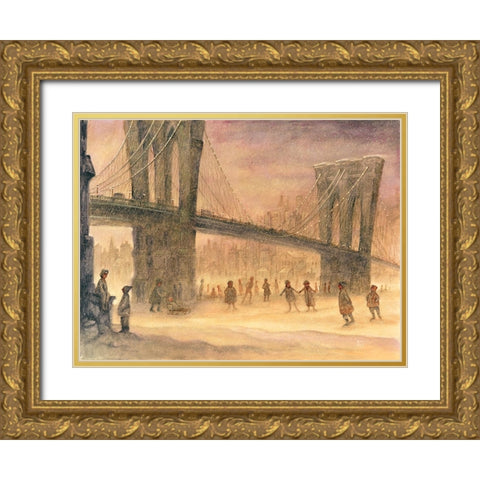 Under Bridge Gold Ornate Wood Framed Art Print with Double Matting by Bell, Bill