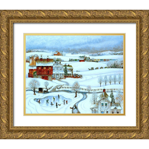 PA Winter Gold Ornate Wood Framed Art Print with Double Matting by Bell, Bill