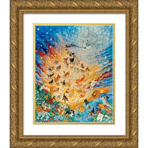 Creation of Dogs Gold Ornate Wood Framed Art Print with Double Matting by Bell, Bill