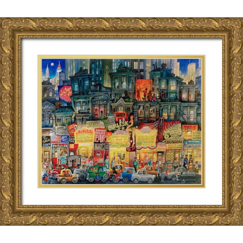 42 Street Gold Ornate Wood Framed Art Print with Double Matting by Bell, Bill