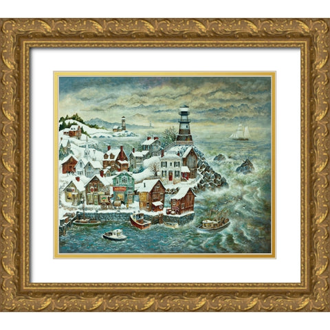 Northern Lights Gold Ornate Wood Framed Art Print with Double Matting by Bell, Bill